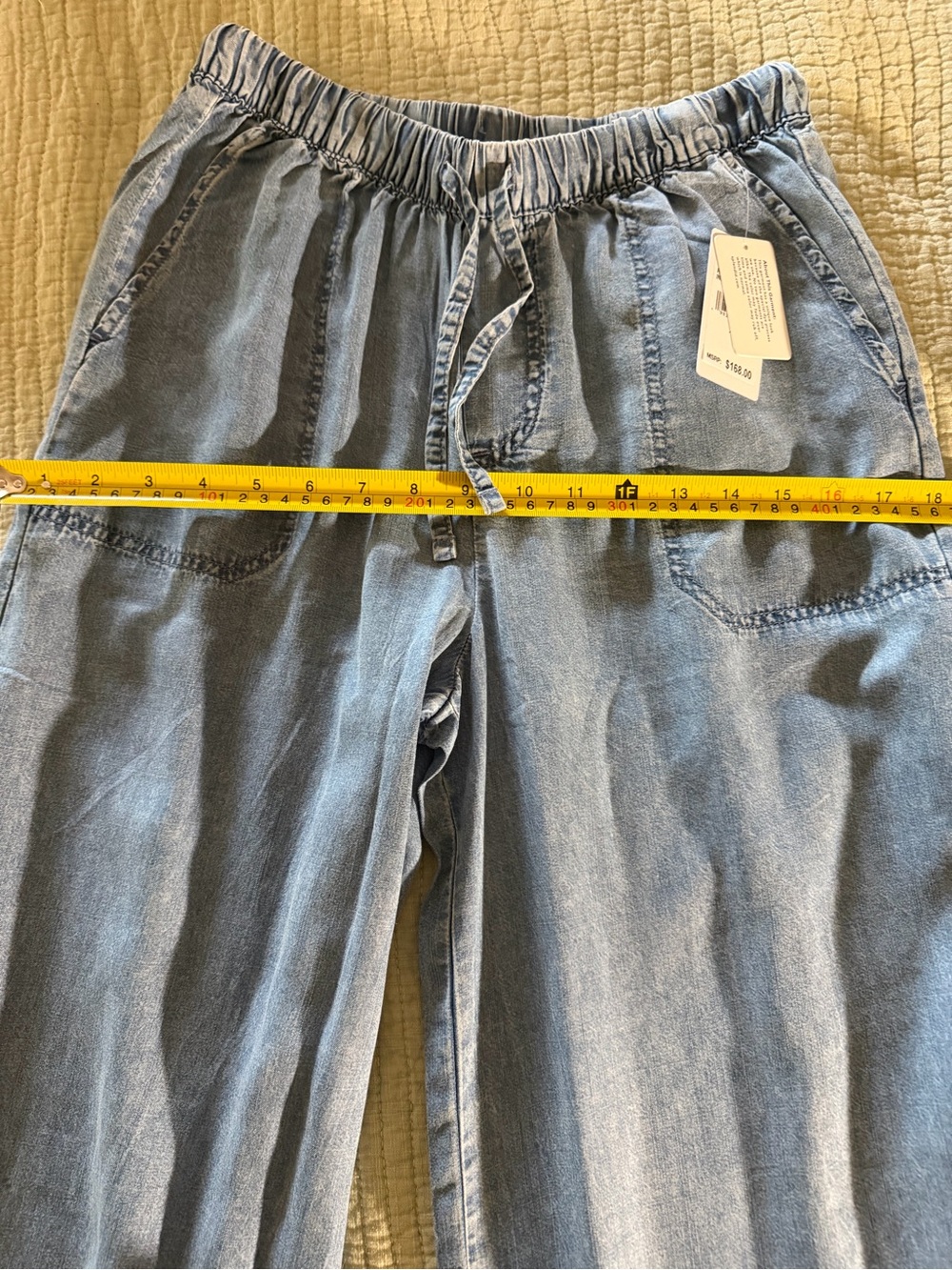 SPLENDID Angie Light Stone Wash Wide-Leg Drawstring Pant with Tie XS NWT’s - Picture 12 of 15